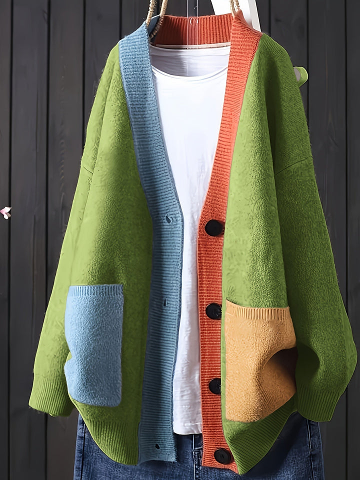 Peggy - Cardigan Casual Colorat Cu Mâneci Lungi