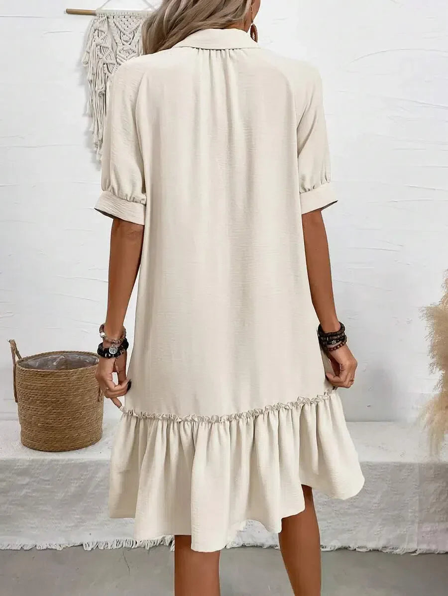 Beatriz - Elegantă Volan Rochie Cu Buton