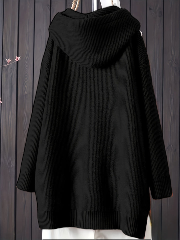 Genivee - Hanorac Casual Cu Tricotat Mâneci Lungi și Glugă