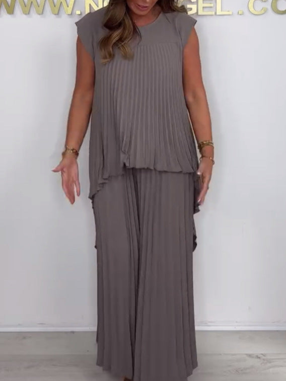Blithe – Top Midi Plisat Si Pantaloni Largi