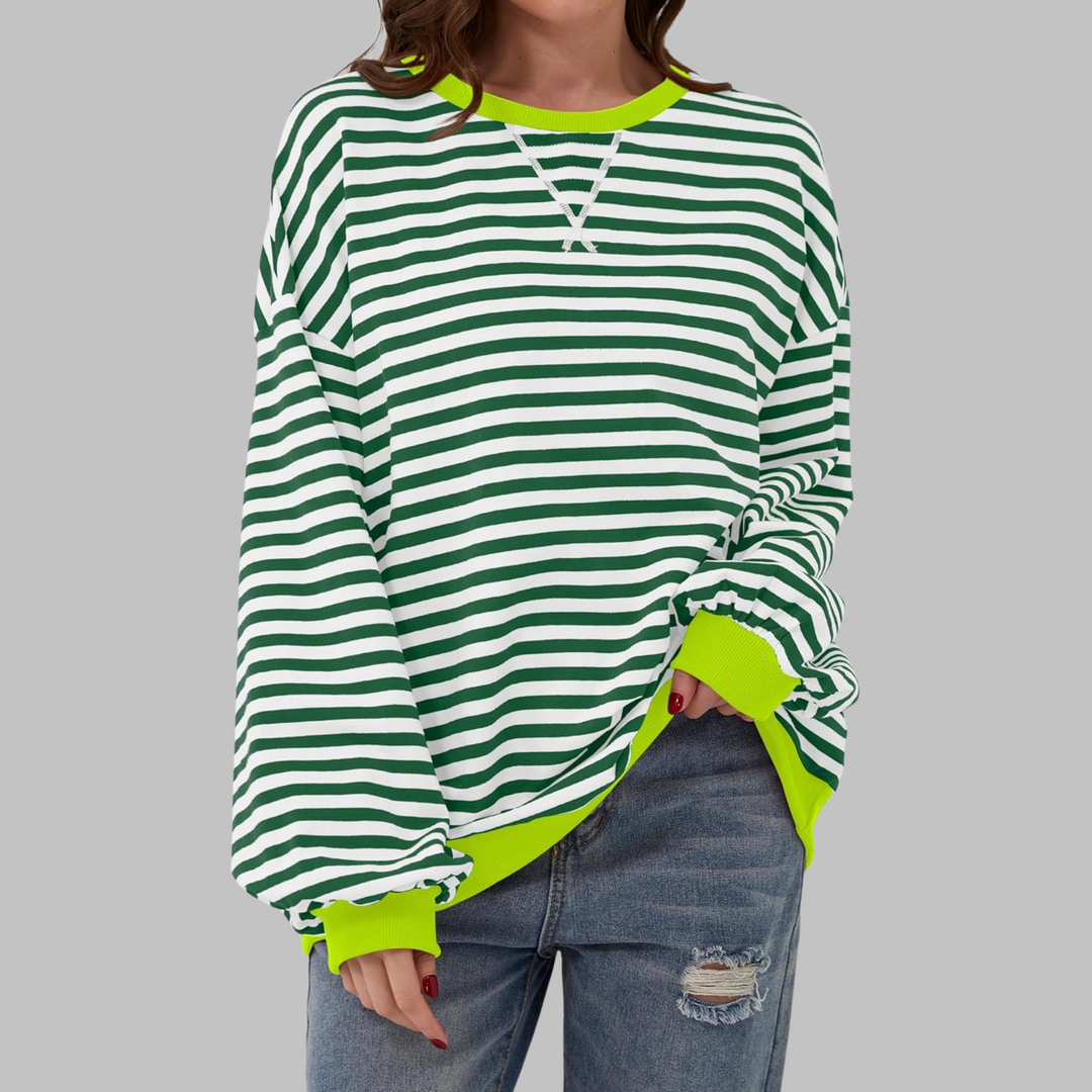 Melorna - Pulover Elegant Cu Mâneci Lungi și Dungi