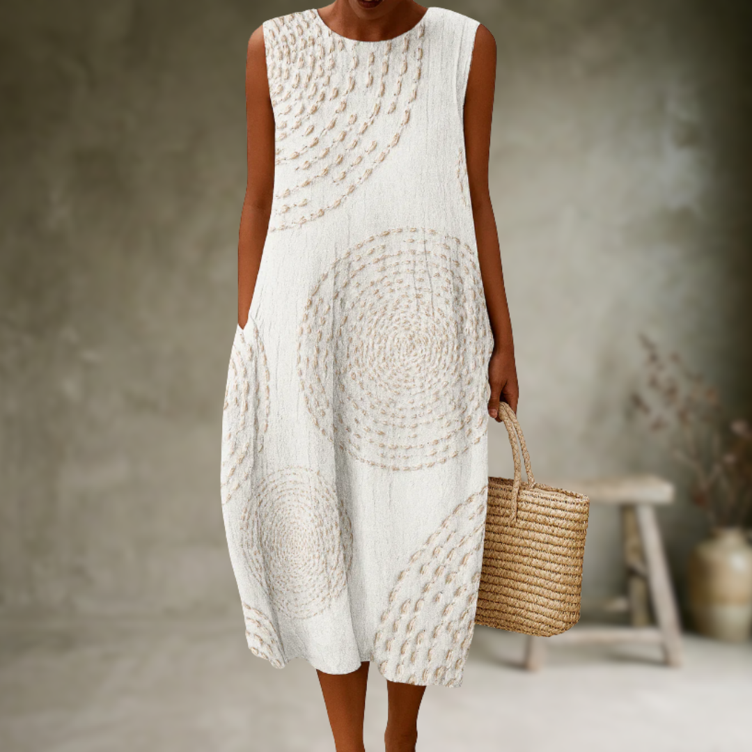 Natia – Rochie Midi Din Bumbac Fără Mâneci