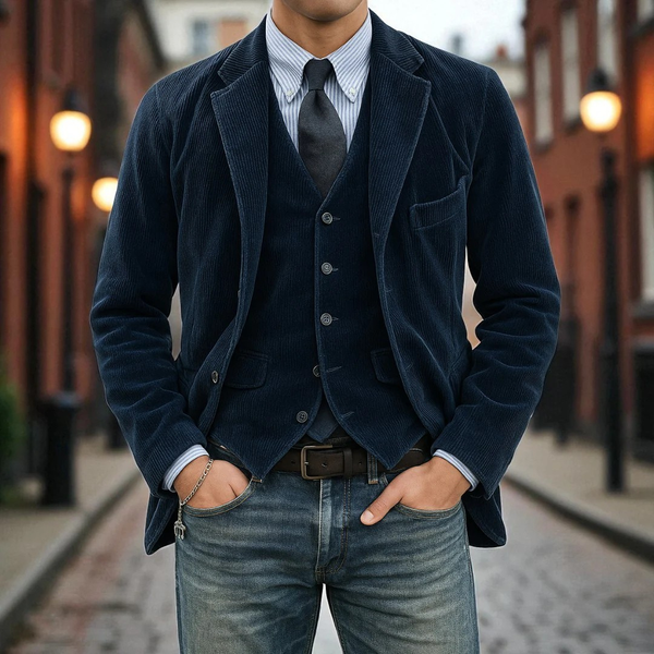 Gunnar - Blazer și Vestă Din Catifea