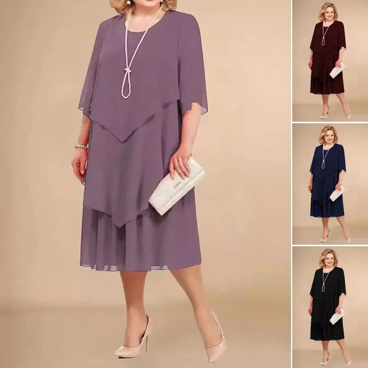 Leva - Rochie Elegantă Din șifon Cu Straturi Neregulate