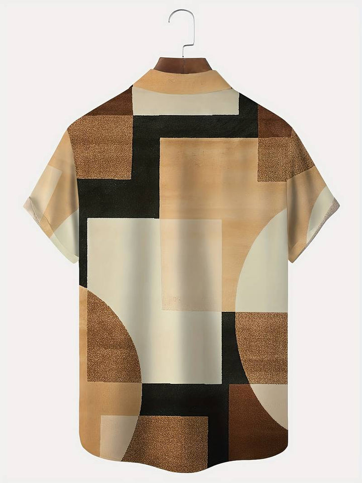 Boucher - Cămașă Cu Mâneci Scurte Și Imprimeu Geometric Vintage Cu Nasturi