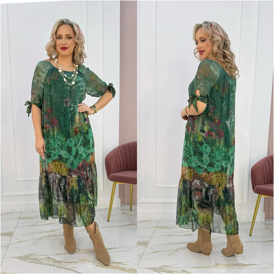 Akarsha - Rochie Elegantă cu Mâneci Scurte
