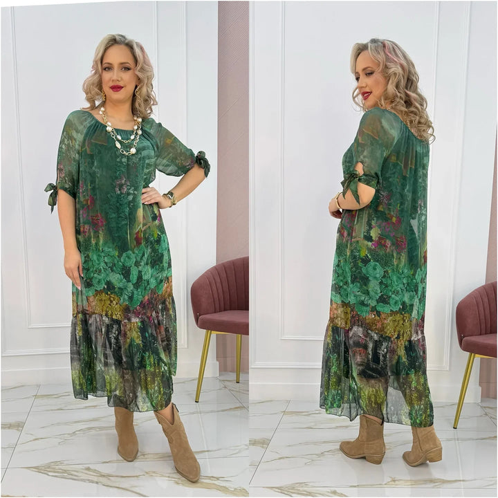 Akarsha - Rochie Elegantă cu Mâneci Scurte