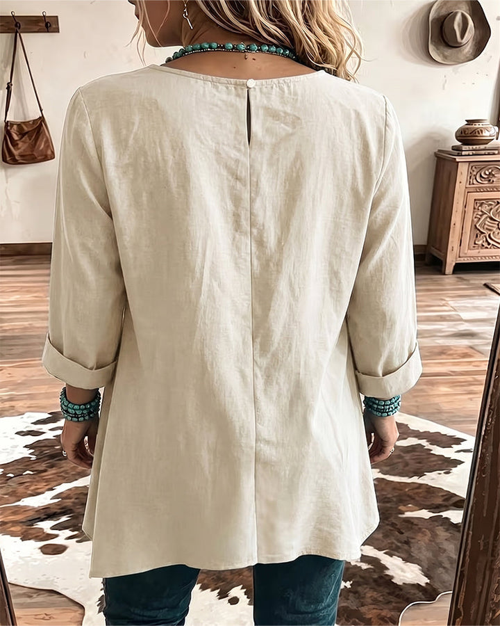 Taireen – Bluză Tunică Plisată în Stil Boho