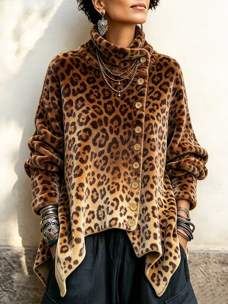 Lyrona - Bluză Cu Mâneci Lungi Și Imprimeu Leopard