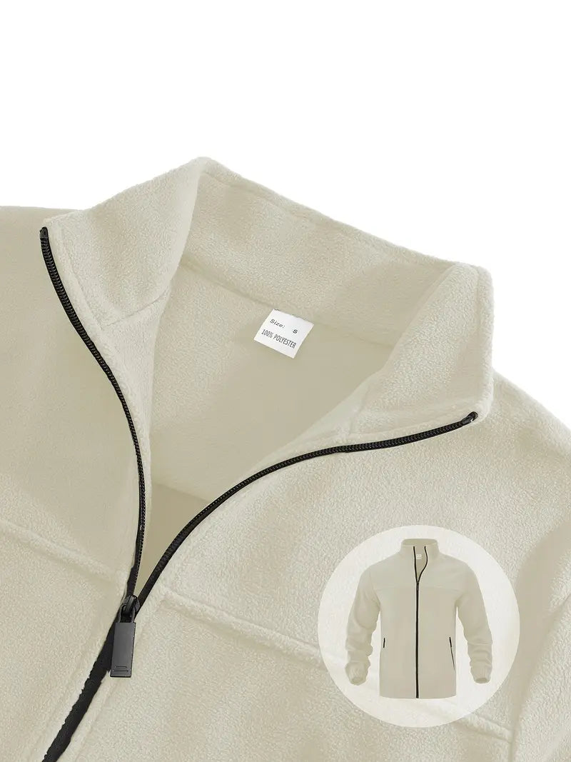 Barron - Jachetă Casual Din Fleece Cu Fermoar și Buzunar