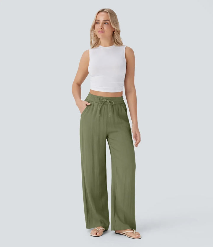 Zafeiria - Pantaloni Eleganți Din In