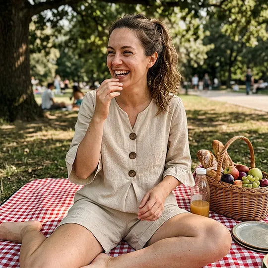 Byllila – Set Din Două Piese Din Bumbac, Cu Mâneci Cu Volane