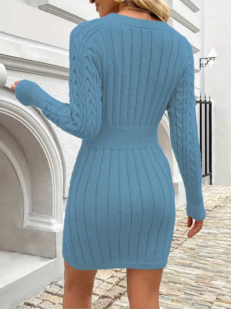 Lilona – Rochie-Pulover Mulată, Cu Model Tricotat În Stil „Cable”
