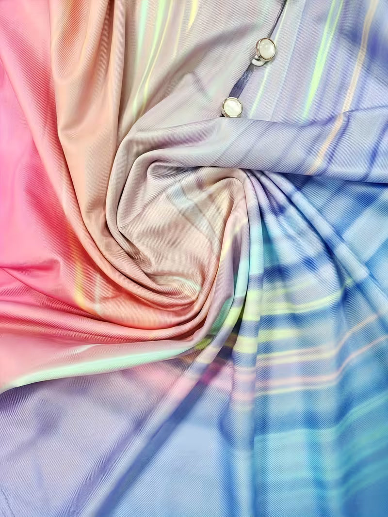 Filona – Bluză cu decolteu în V, vopsită în stil tie-dye, cu efect de degrade
