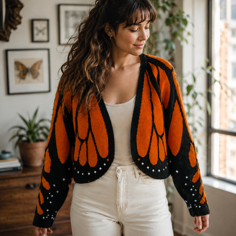 Zoliana – Cardigan Tricotat Cu Model De Aripi De Fluture Monarh