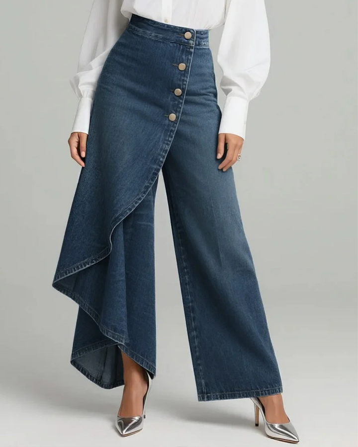 Uthpala - Blugi Din Denim cu Inchidere Infășurată