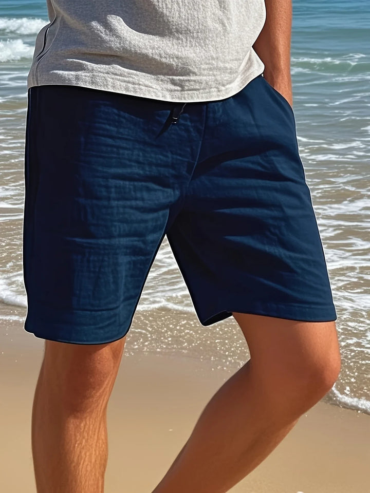 Callan - Pantaloni Scurți Casual Din In Cu Buzunar