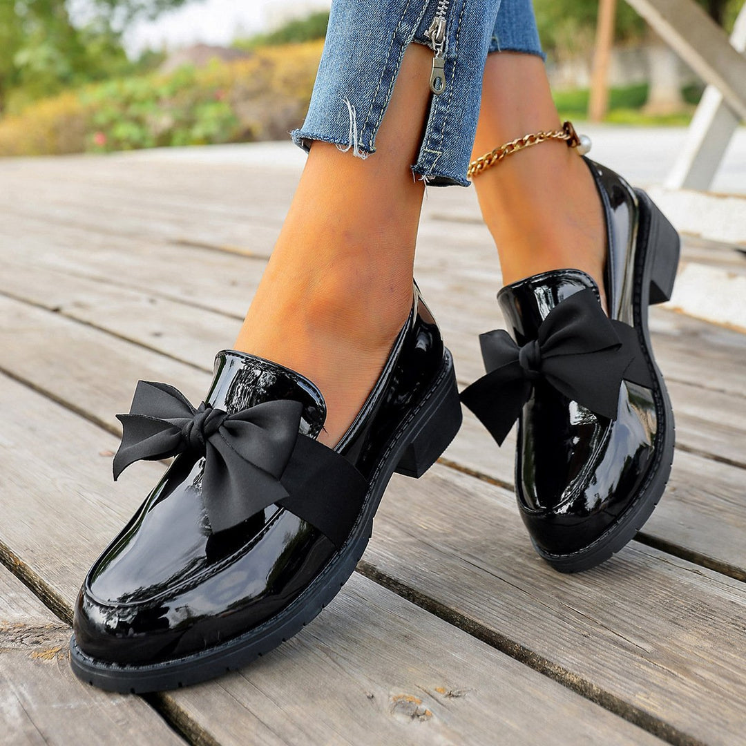 Ziena – Mocasini Din Piele Lăcuită, Cu Fundiță Decorativă
