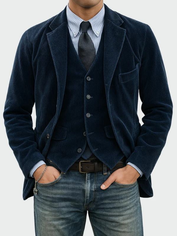 Gunnar - Blazer și Vestă Din Catifea