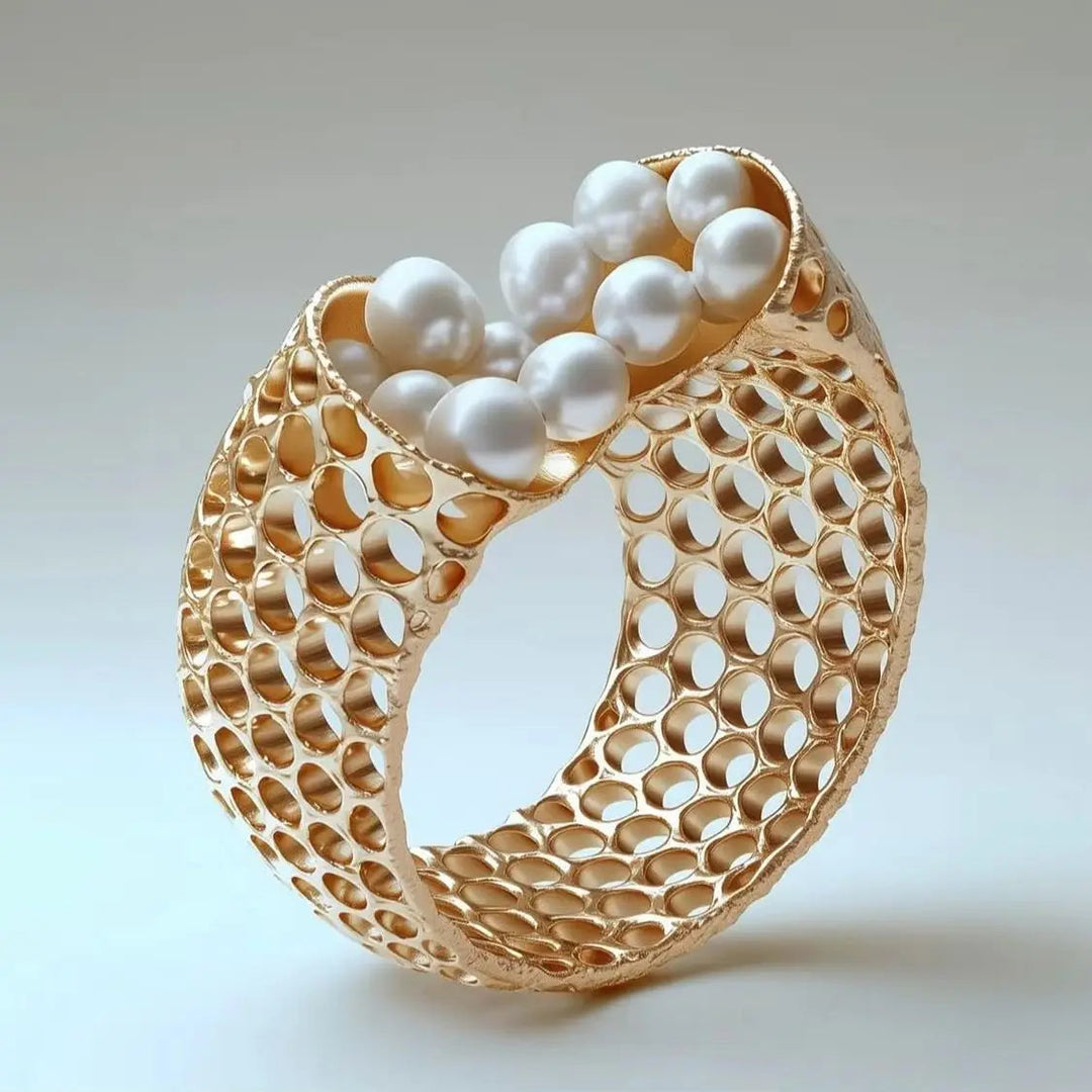 Velmira - Inel Sculptural Cu Perle Infășurate
