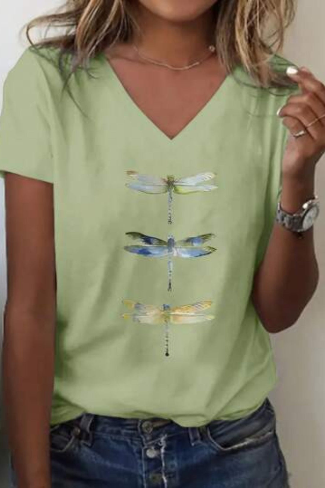 Agnia - Tricou Elegant Cu Imprimeu Libelulă