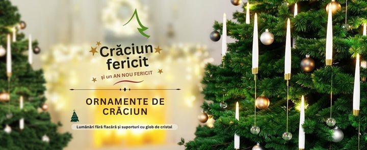 TreeLume - Lumânări LED Pentru Bradul De Crăciun Cu Cârlig Pentru Glob De Cristal