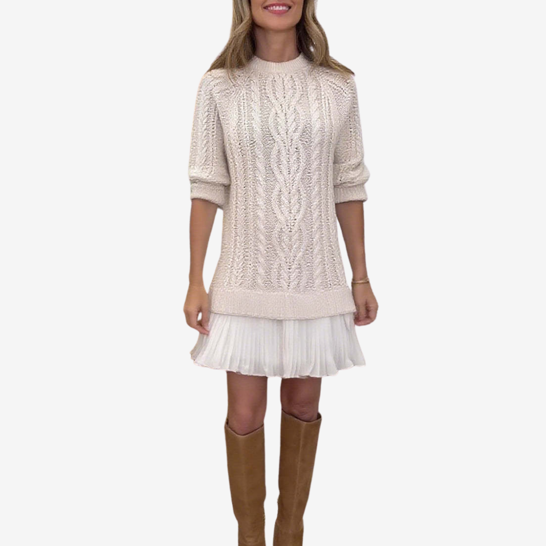Zorina - Rochie Tricotată Cu Fstă Plisată