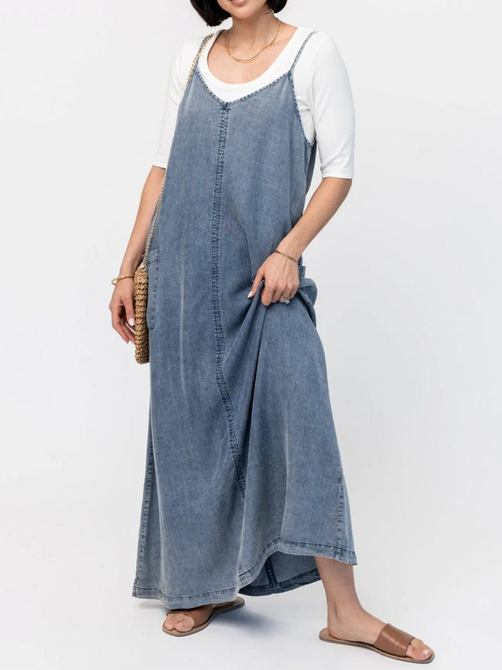 Éricaa - Croială Lejeră Denim Rochie Maxi
