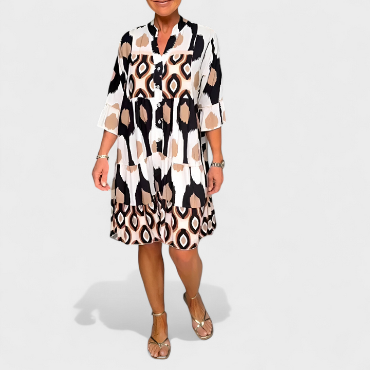 Suciana – Rochie Cu Decolteu în V și Imprimeu Boho