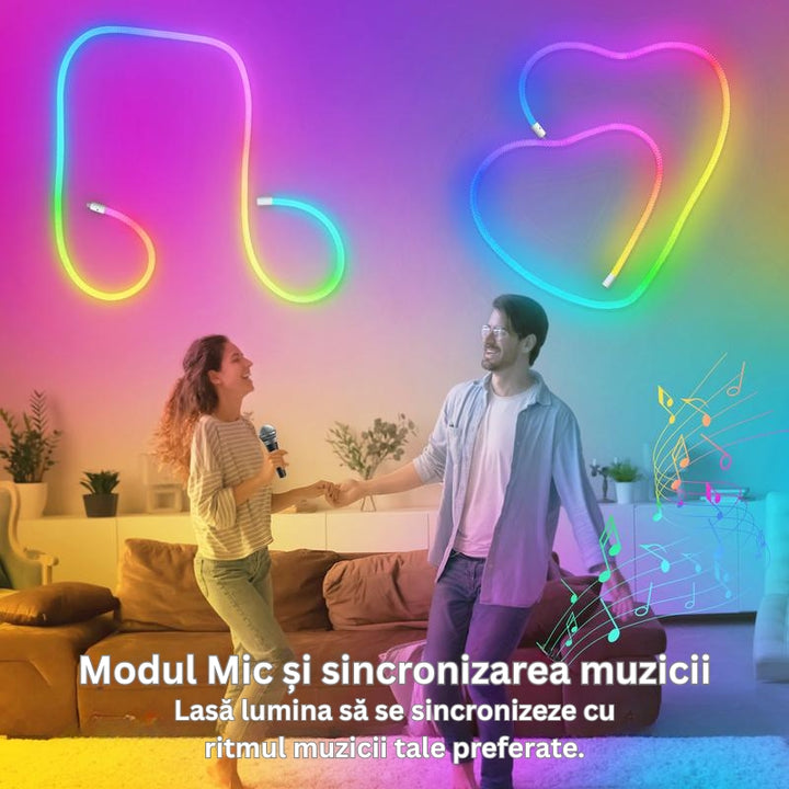 LumiRope - Lumină Flexibilă RGB Inteligentă Cu Silicon, 360 De Grade