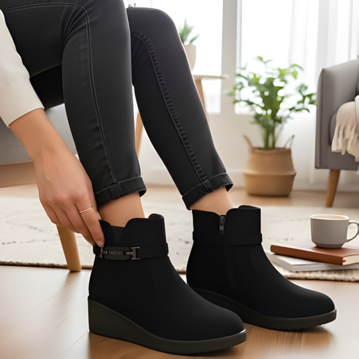 Alwara - Cizmă de Gleznă Cu Fermoar Lateral