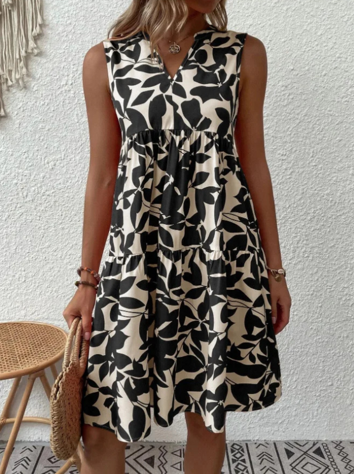 Greysen - Rochie Fără Mâneci La Modă Cu Flori