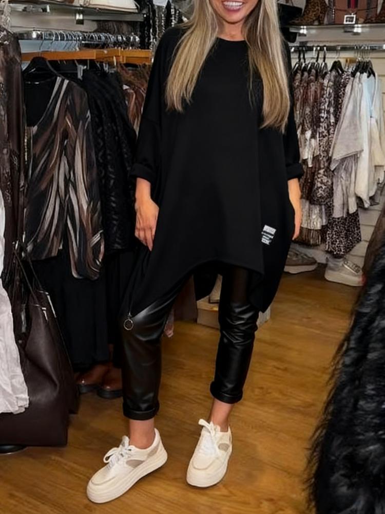 Aldona - Bluză Asimetrică și Pantaloni Simpli