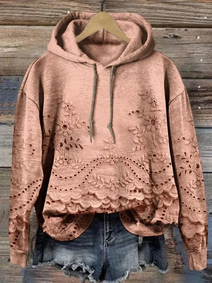 Leenja - Hanorac Casual Cu Textură Floare