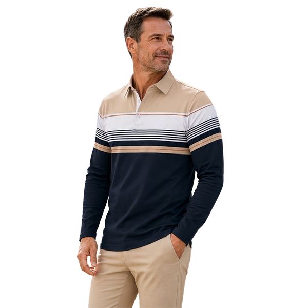 Philippe - Tricou Polo cu Mâneci Lungi și Dungi