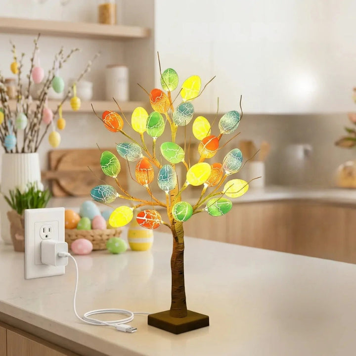 SpringAura - Brad Iuminos de Paște cu LED-uri Colorate Pentru Decorarea Festivă a Casei