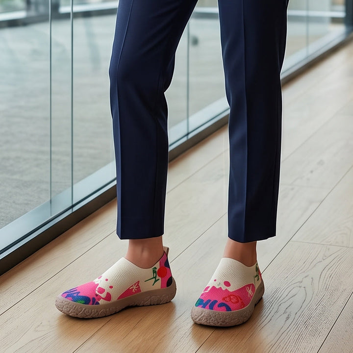 Farhia - Pantofi Casual Fără Șireturi Cu Imprimeu Artistic