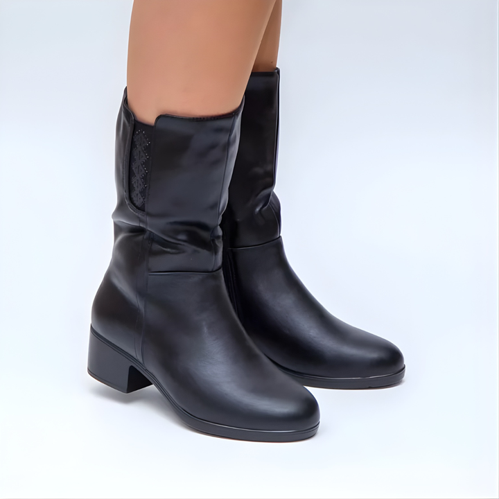Hodaya - Cizme Elegante Până la Jumătatea Gambei cu Fermoar Lateral