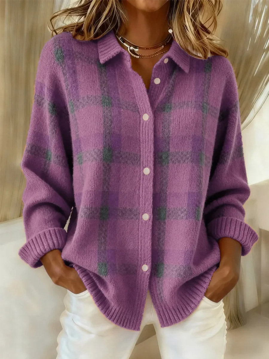 Ratri - Cardigan Din Tricot Cu Nasturi, Cu Model În Carouri