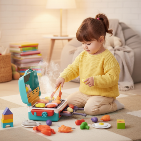 GrillMagic - Set de Joacă Pentru Grătar cu Mâncare care își Schimbă Culoarea