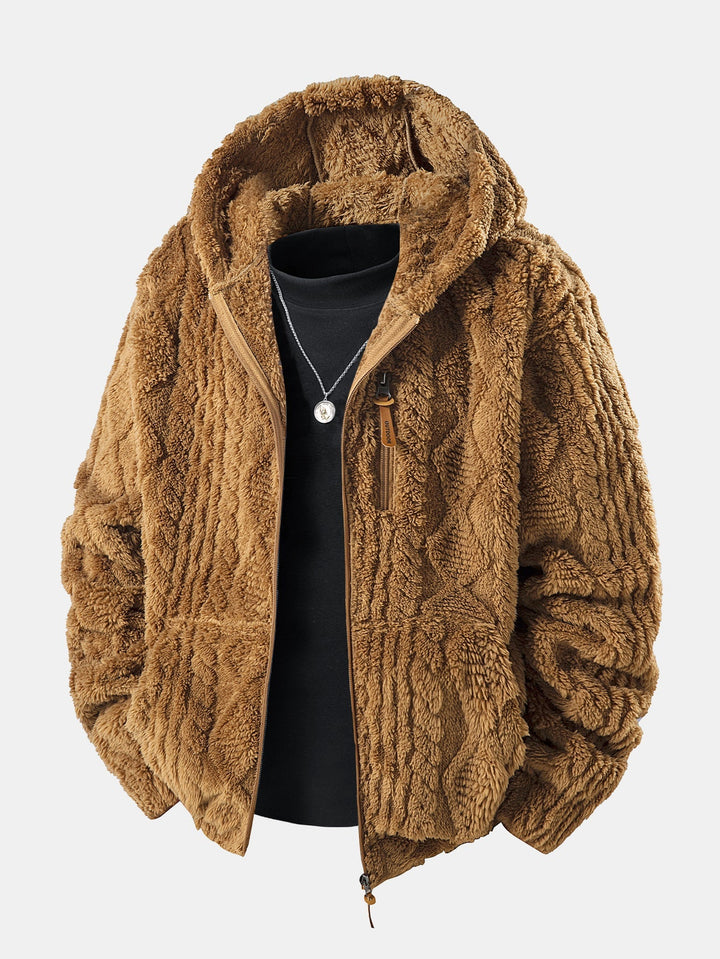 Alonzo - Hanorac Cu Glugă Teddy Jacquard Geometric