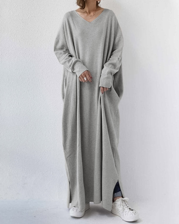 Bonita - Rochie Elegantă Cu Mâneci Lungi și Decolteu în V
