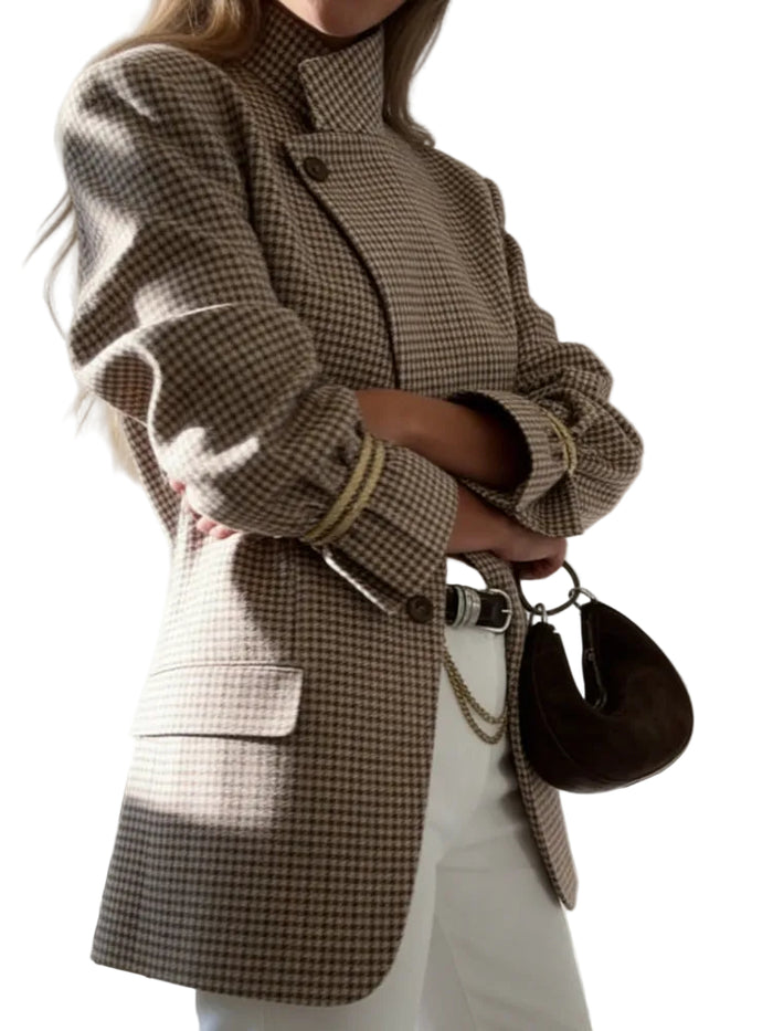 Clodagh - Blazer Structurat în Carouri Vintage