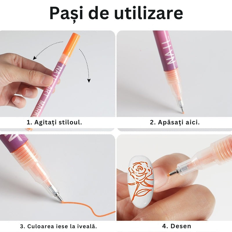 GlamSketch - Set De Creioane Pentru Nail Art în 12 Culori