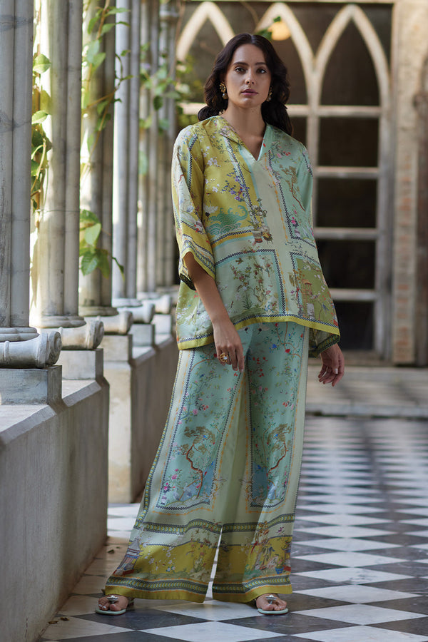 Paulette - Setează Pantaloni Cu Flori In Stil Fusion