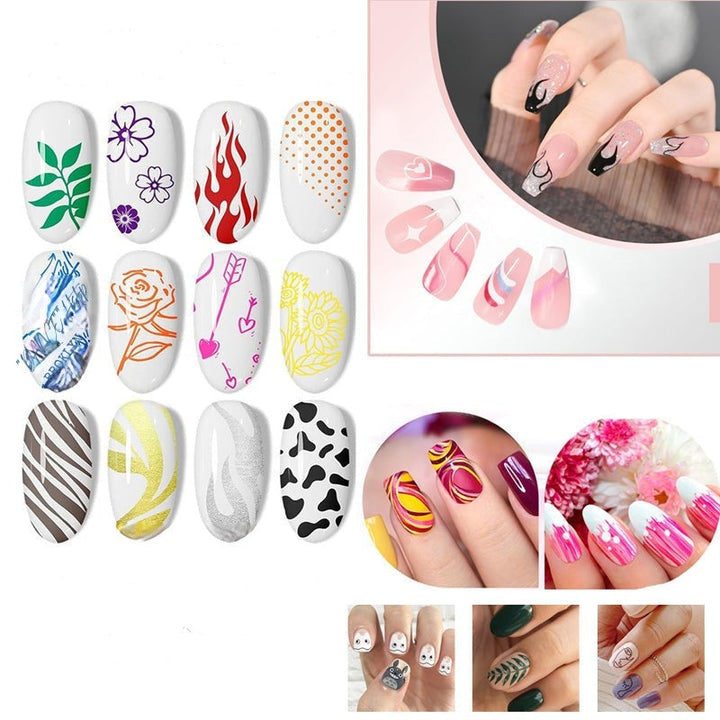 GlamSketch - Set De Creioane Pentru Nail Art în 12 Culori