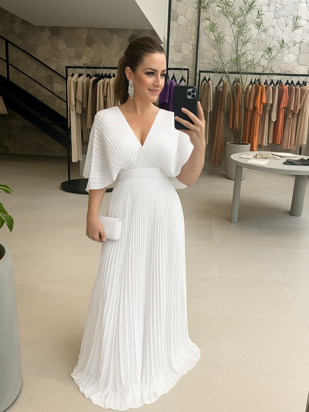 Valerija - Rochie lungă Plisată în Culori Vibrante