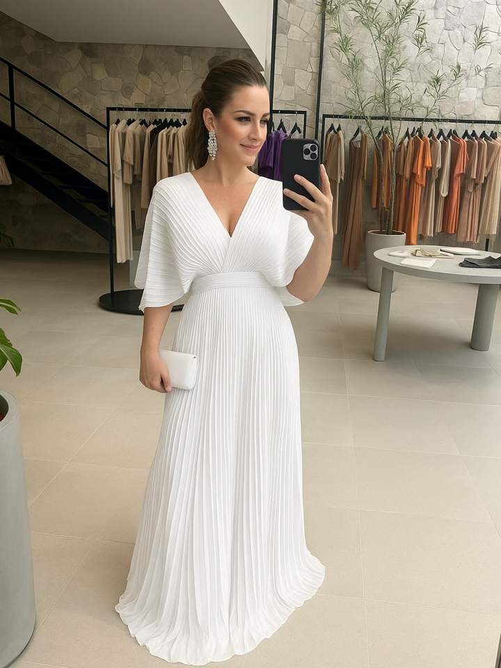Valerija - Rochie lungă Plisată în Culori Vibrante