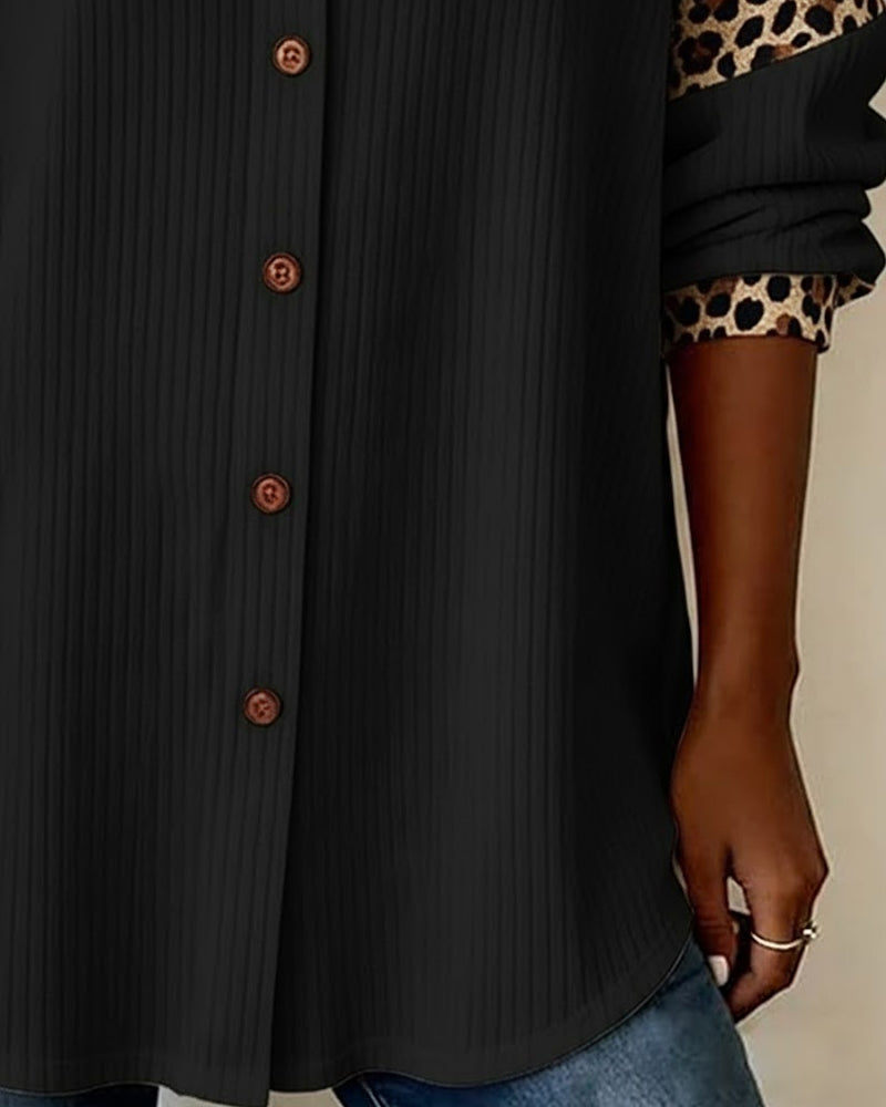 Jordana - Cămașă Cu guler și Nasturi Cu Imprimeu Leopard