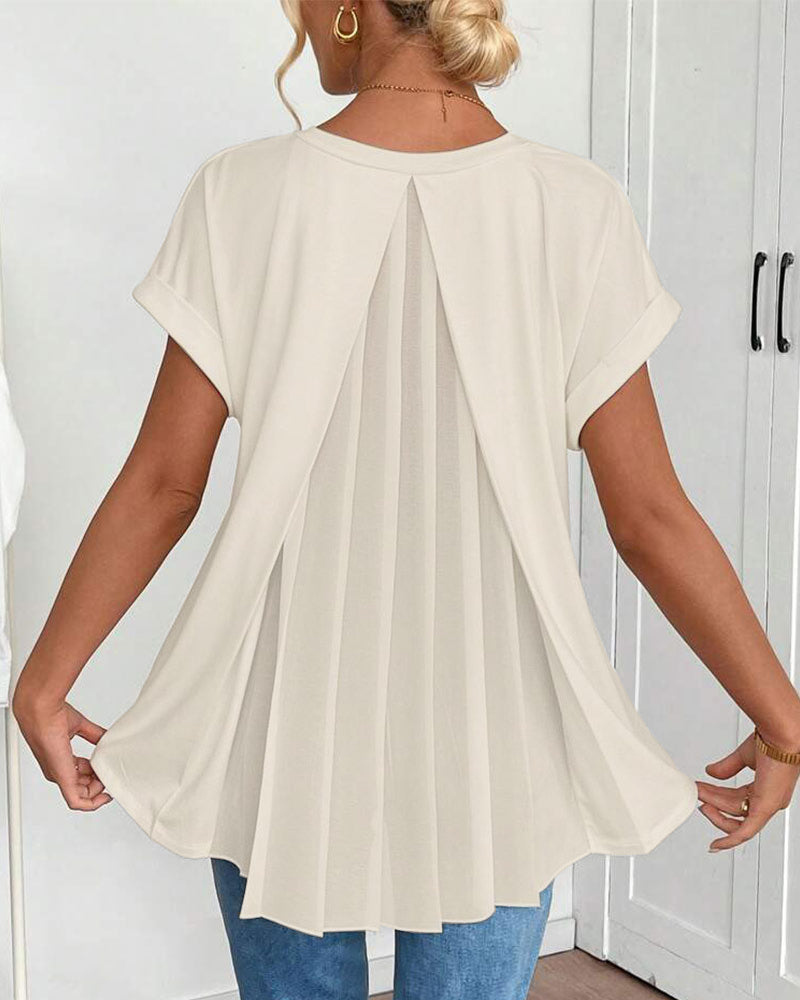 Liyanna - Tricou cu Mâneci Scurte în Stil Patchwork